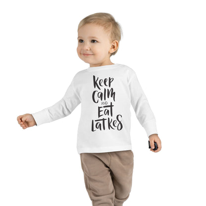 Keep Calm & Eat Latkes Toddler Long Sleeve Tee