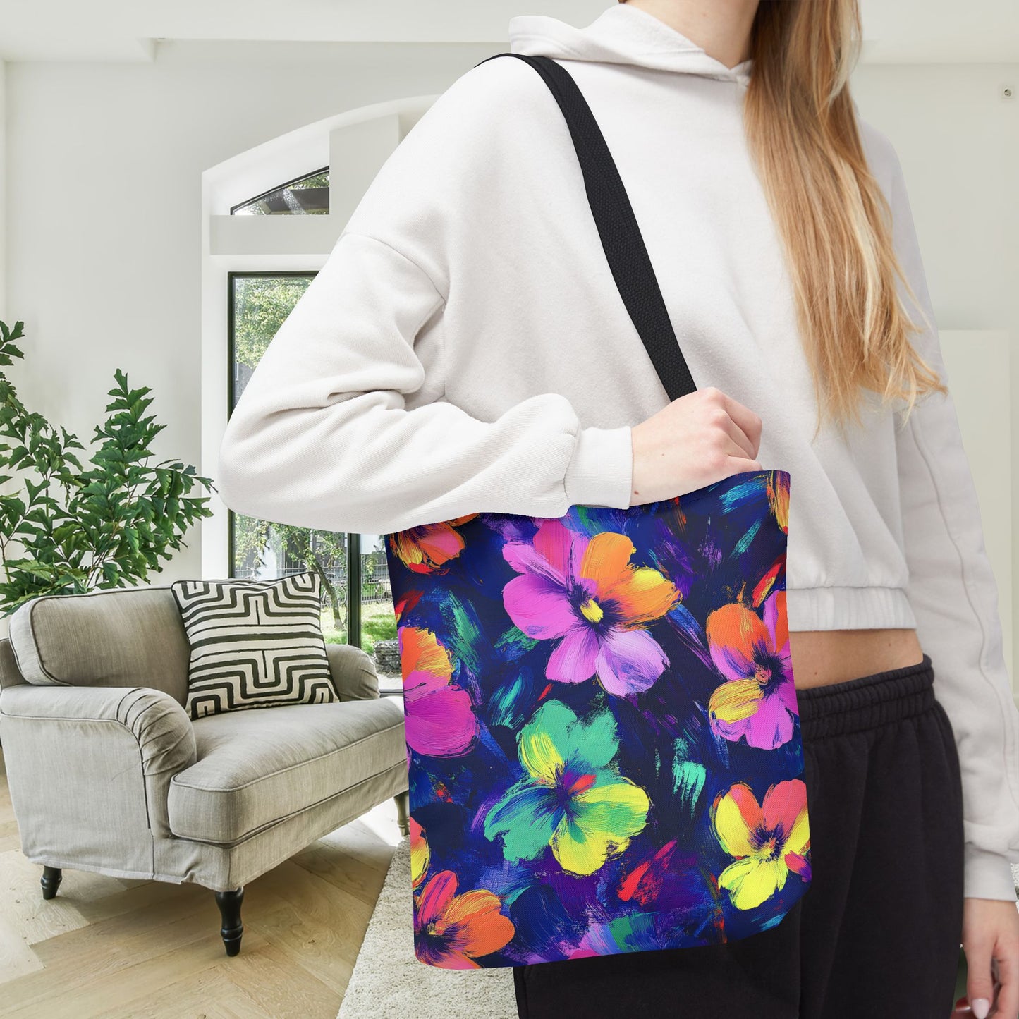 Watercolor Flowers Canvas Tote Bag