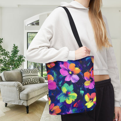 Watercolor Flowers Canvas Tote Bag