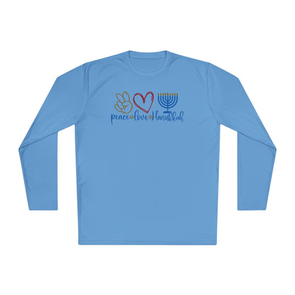 Peace Love Hanukkah Adult Long Sleeve Tee