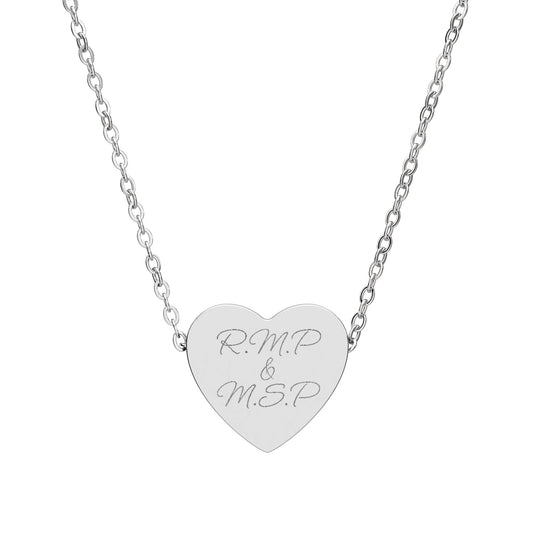 Initials (Simple) Personalized Engraved Heart Necklace