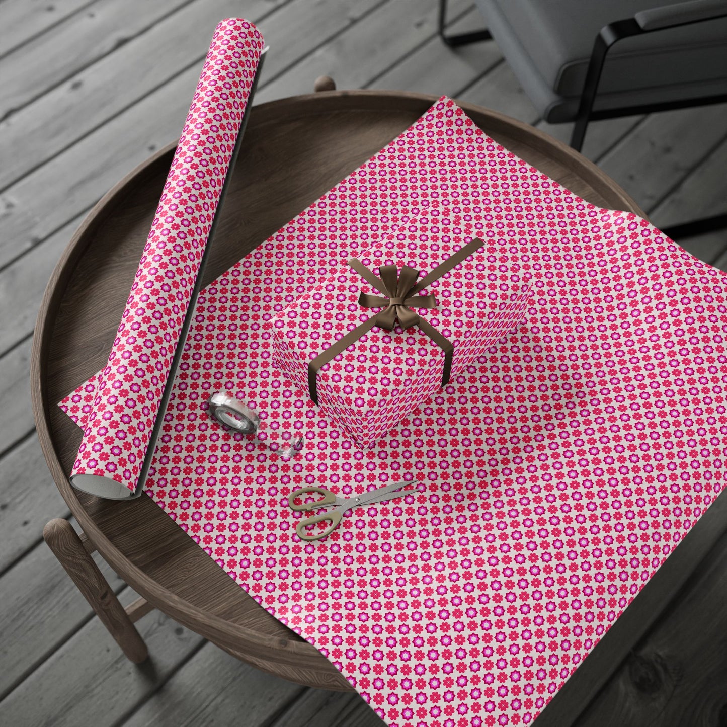Rosy Star Garden Wrapping Paper