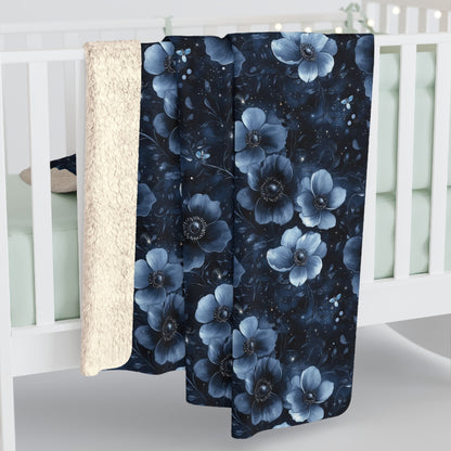 Midnight Blossoms Sherpa Fleece Blanket