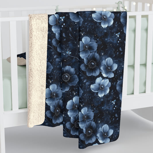 Midnight Blossoms Sherpa Fleece Blanket