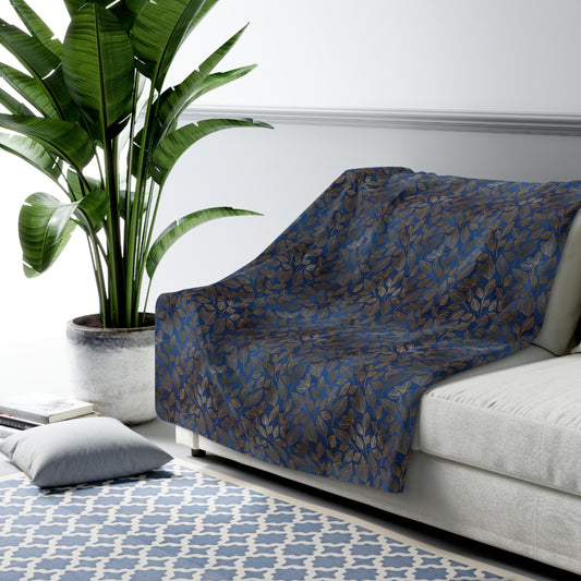 Navy & Gold Botanica Fleece Blanket
