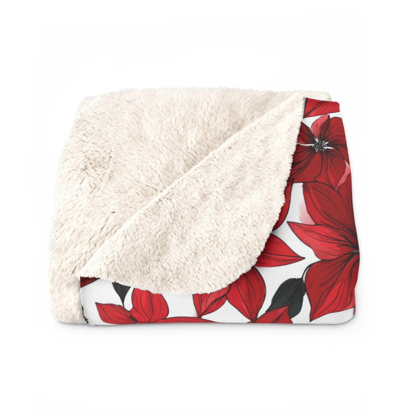 Inked Poinsettias Fleece Blanket
