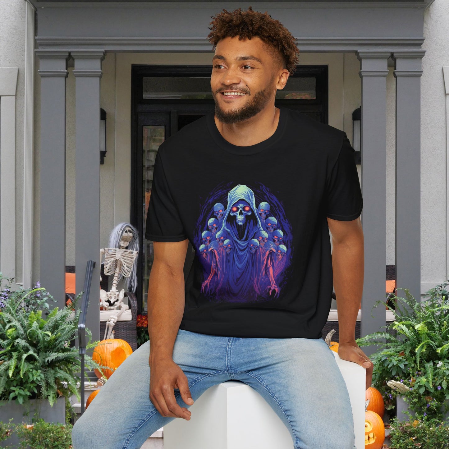 Creepy Ghost Skulls Adult T-shirt