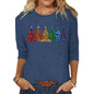 Women's Long-sleeved T-shirt Christmas Tree Printed Round Neck Loose Casual up to 6x