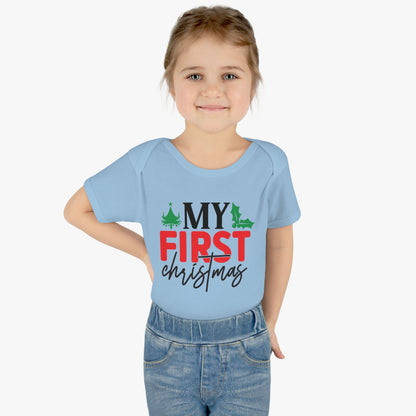 My First Christmas Infant Baby Rib Bodysuit