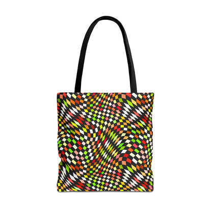 Warped Yellow/Green Checkered Canvas Tote Bag