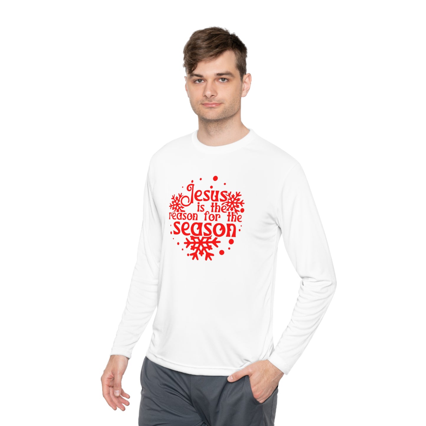 Jesus Is The Reason For The Season Snowflake Adult Long Sleeve Tee