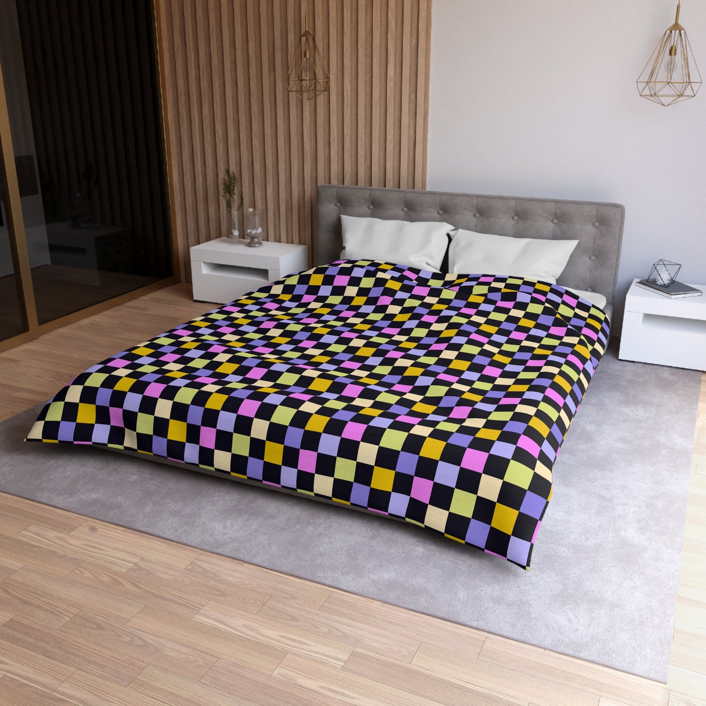 Joyful Checkerboard Microfiber Duvet Cover