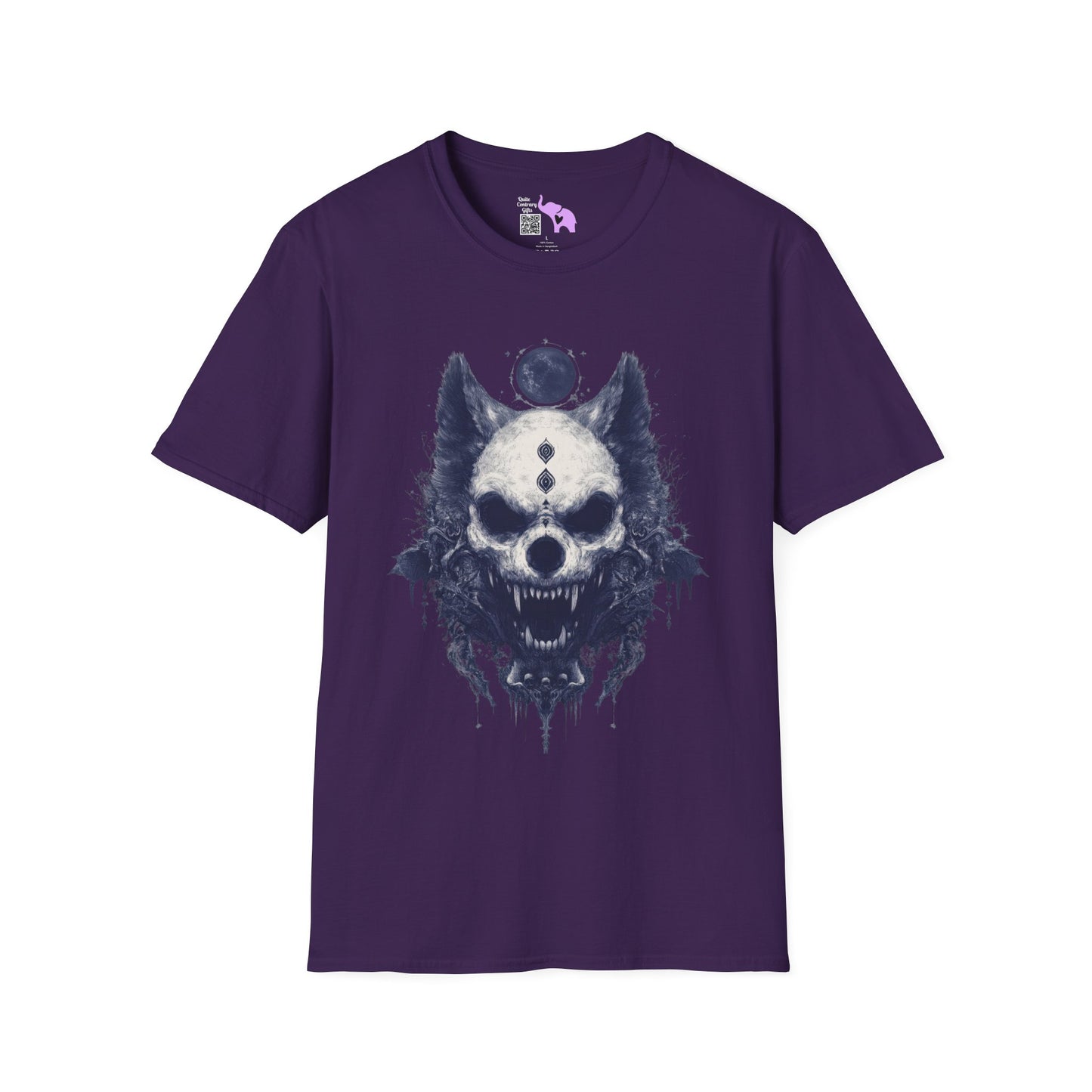 Creepy Skull Wolf Adult T-shirt
