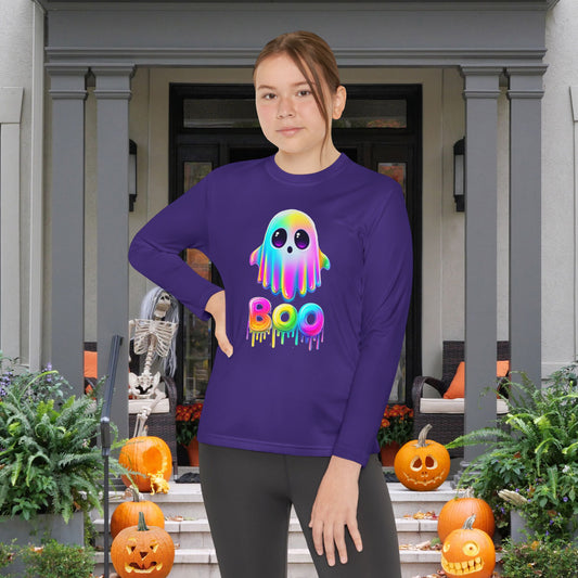 Neon Ghostly Boo Youth Long Sleeve Tee