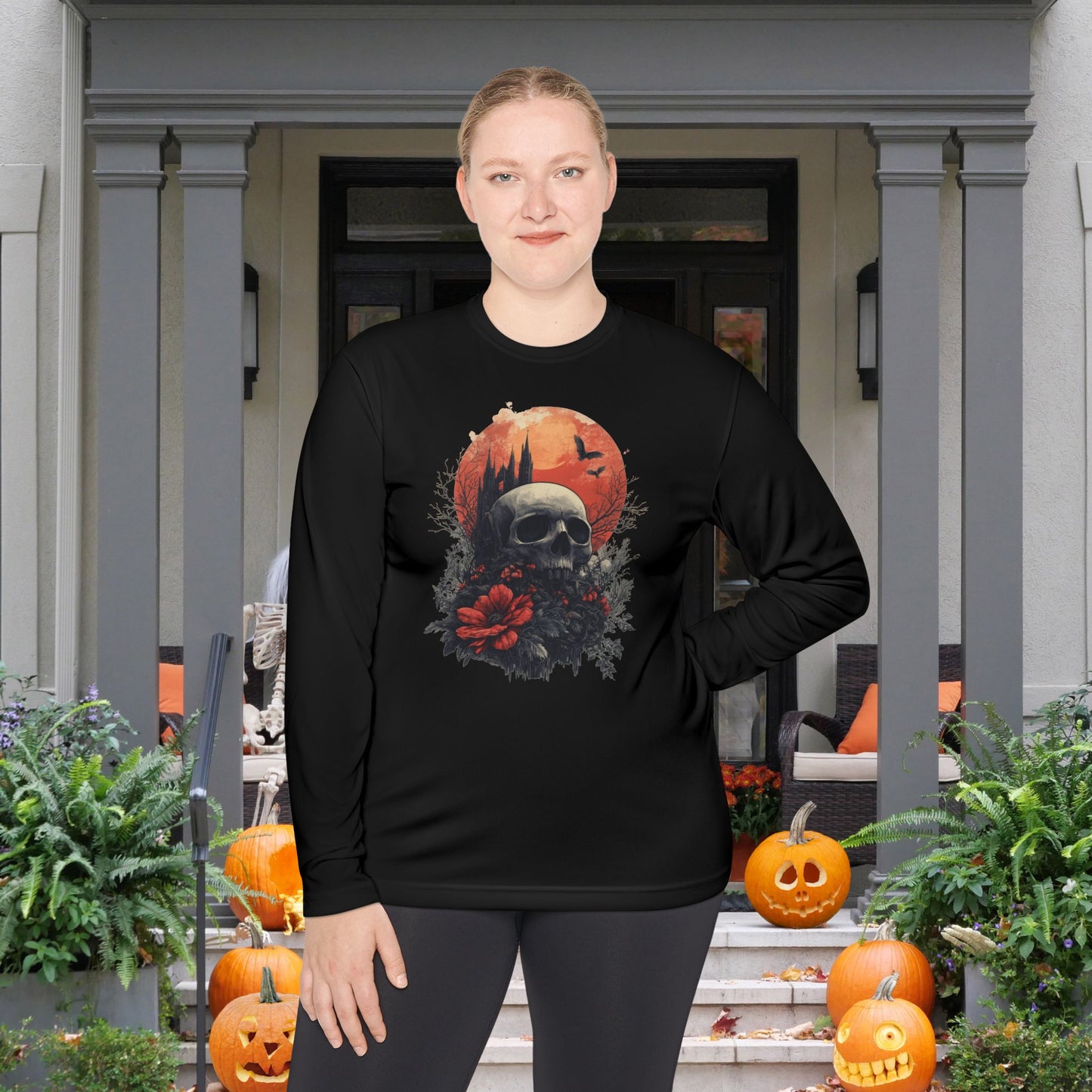 Halloween Graveyard 2 Adult Long Sleeve Tee
