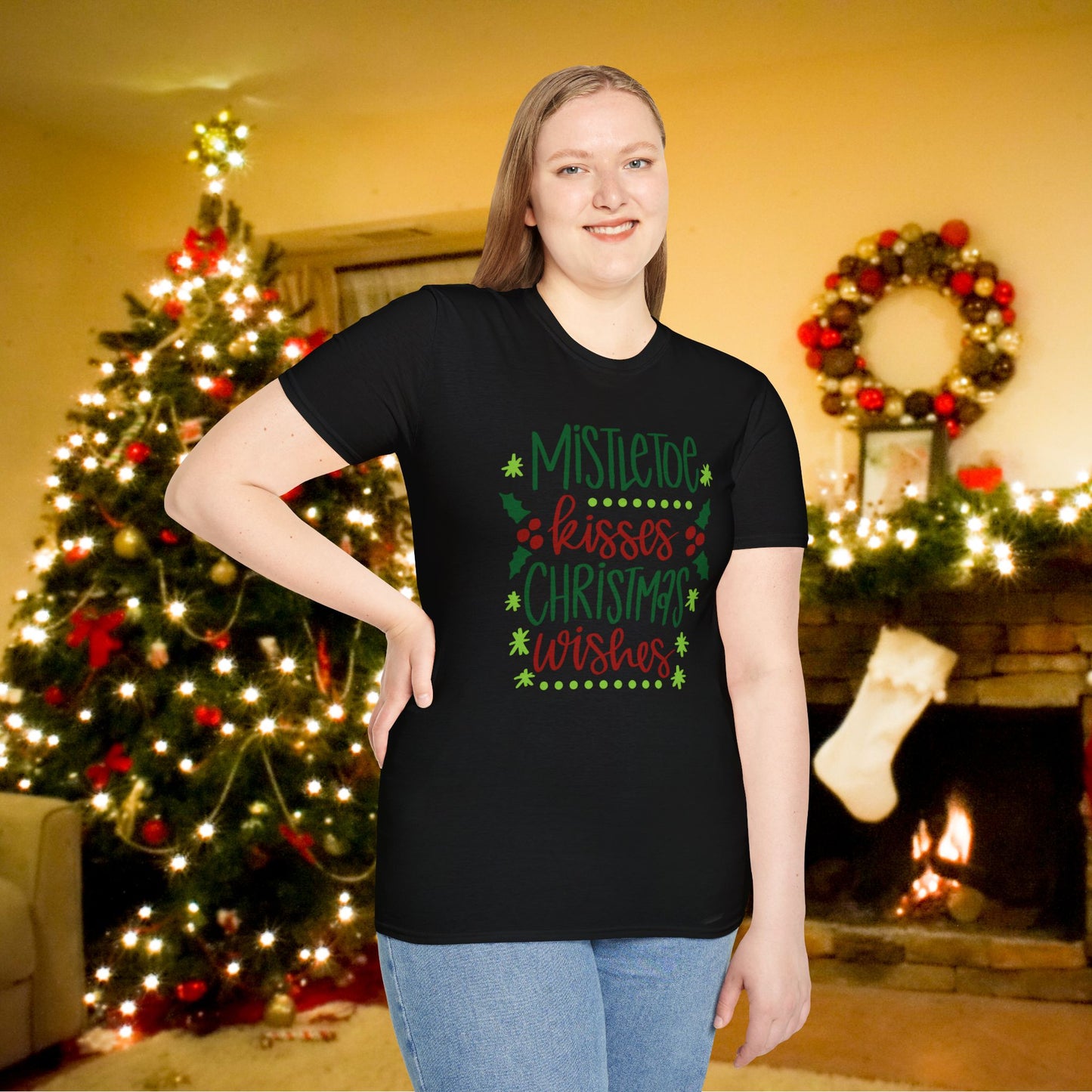 Mistletoe Kisses Christmas Wishes T-shirt