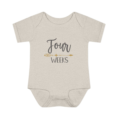 Golden Arrow Milestone Baby Bodysuit-Four Weeks