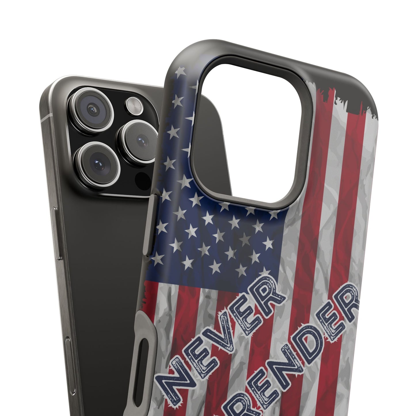 Never Surrender American Flag MagSafe® Compatible Tough Case for iPhone