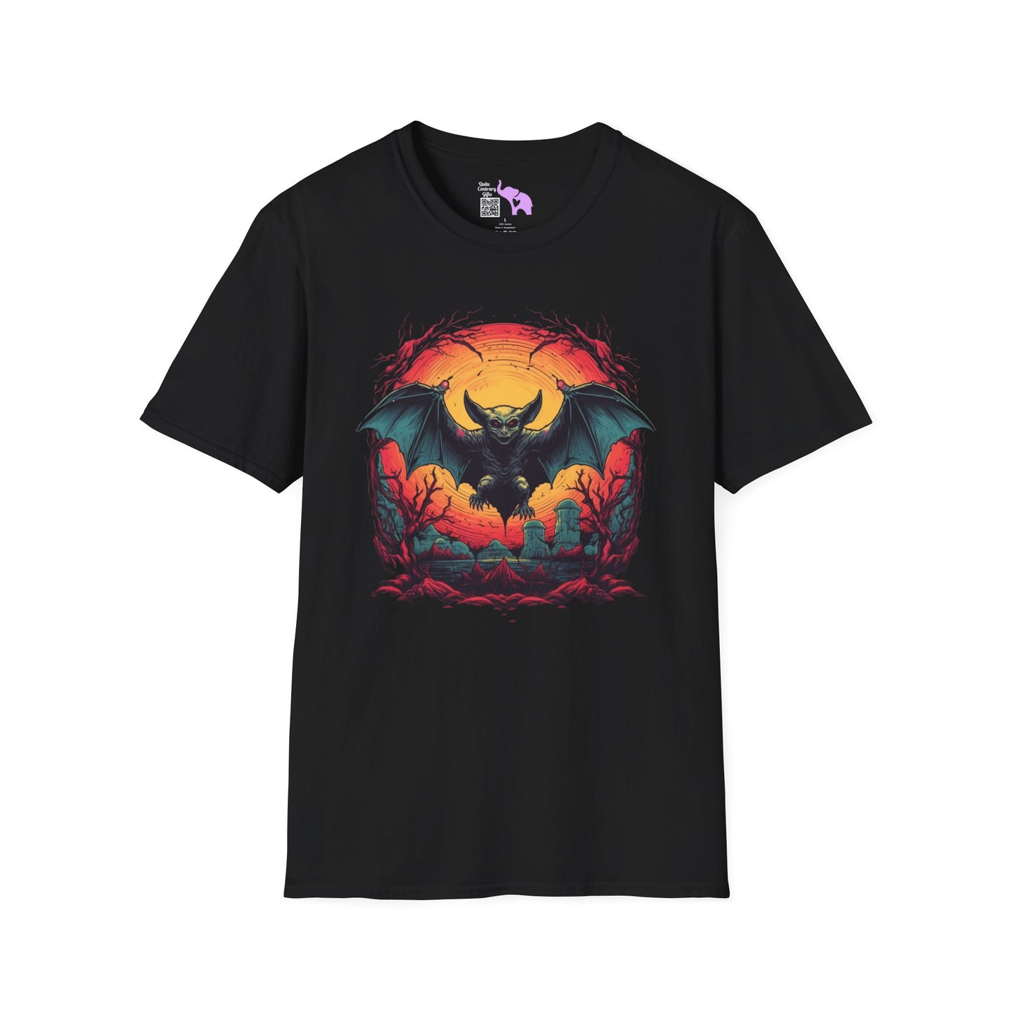 Creepy Bats Over Moon 13 Adult T-shirt
