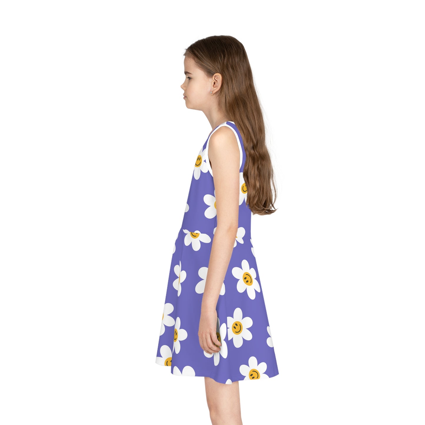 Daisy Grins Purple Girls' Sleeveless Sundress