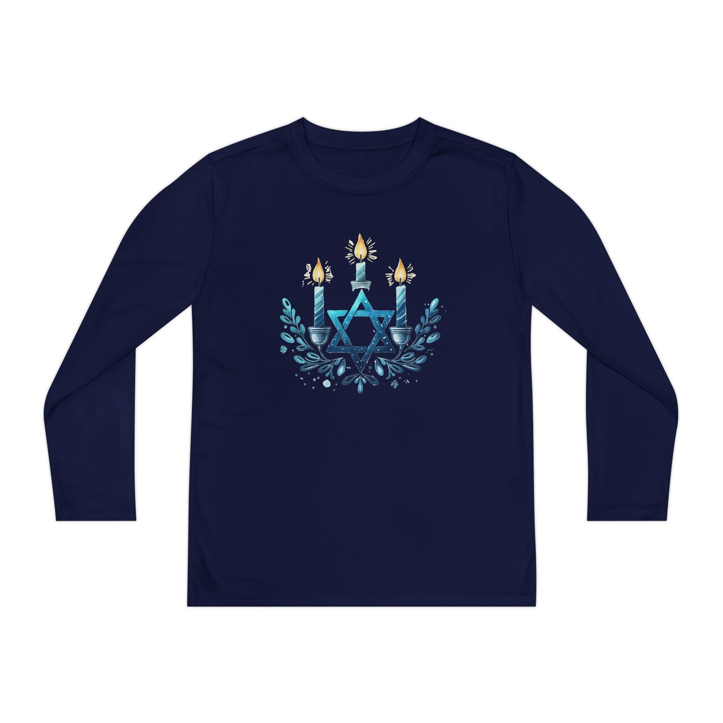 Star & Flame Hanukkah Youth Long Sleeve Tee