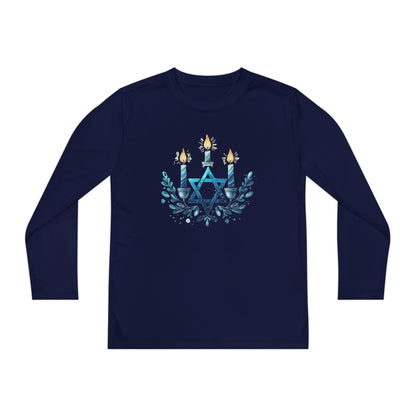 Star & Flame Hanukkah Youth Long Sleeve Tee