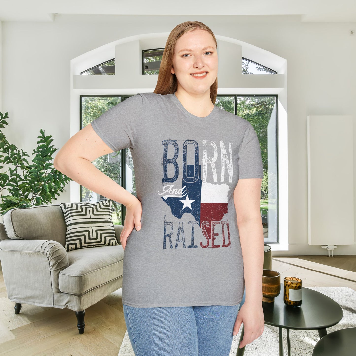 Texas Born and Raised Adult T-shirt