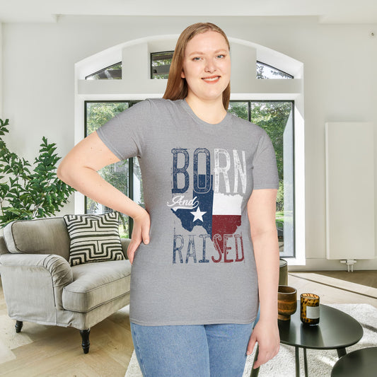 Texas Born and Raised Adult T-shirt