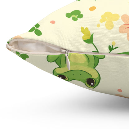 Froggy Meadow Throw Pillow