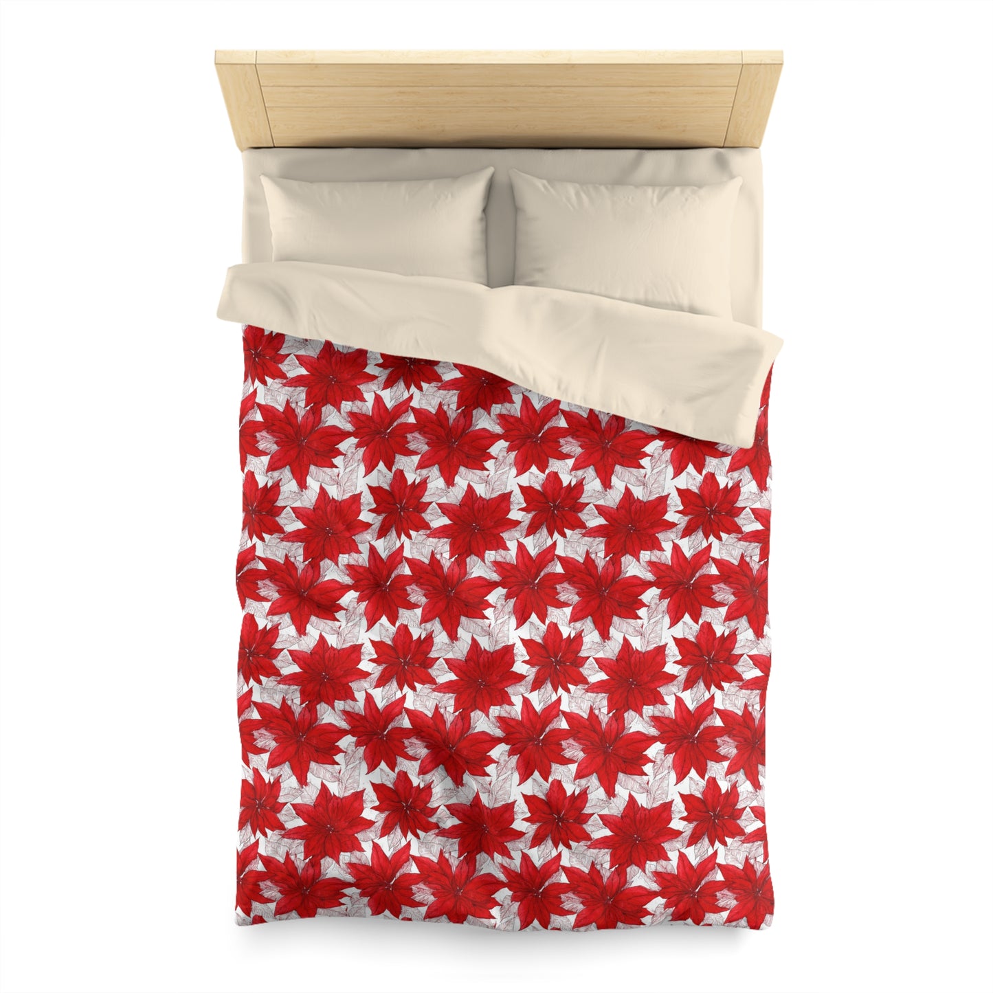 Crimson Poinsettia Sketch Microfiber Duvet Cover