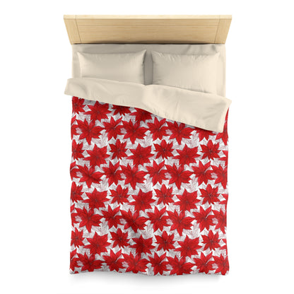 Crimson Poinsettia Sketch Microfiber Duvet Cover