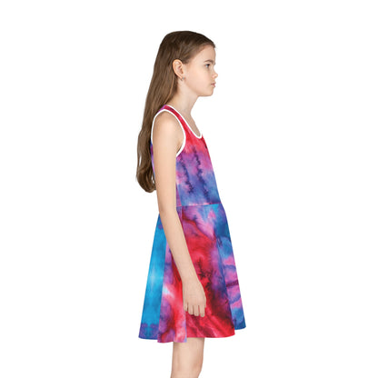 Red & Blue Tie Dye Sleeveless Sundress