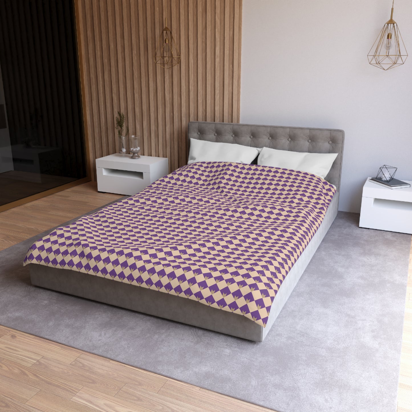 Diamond Bloom-Amethyst & Cream Duvet Bedding Set