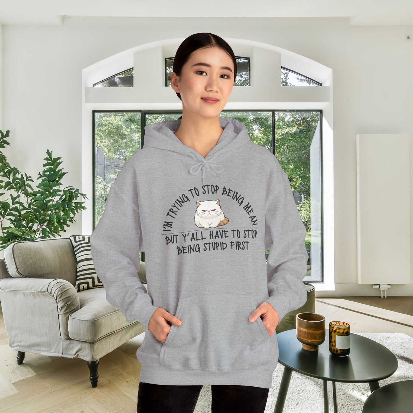 I'm Trying To Stop Being Mean... Heavy Blend™ Hooded Sweatshirt