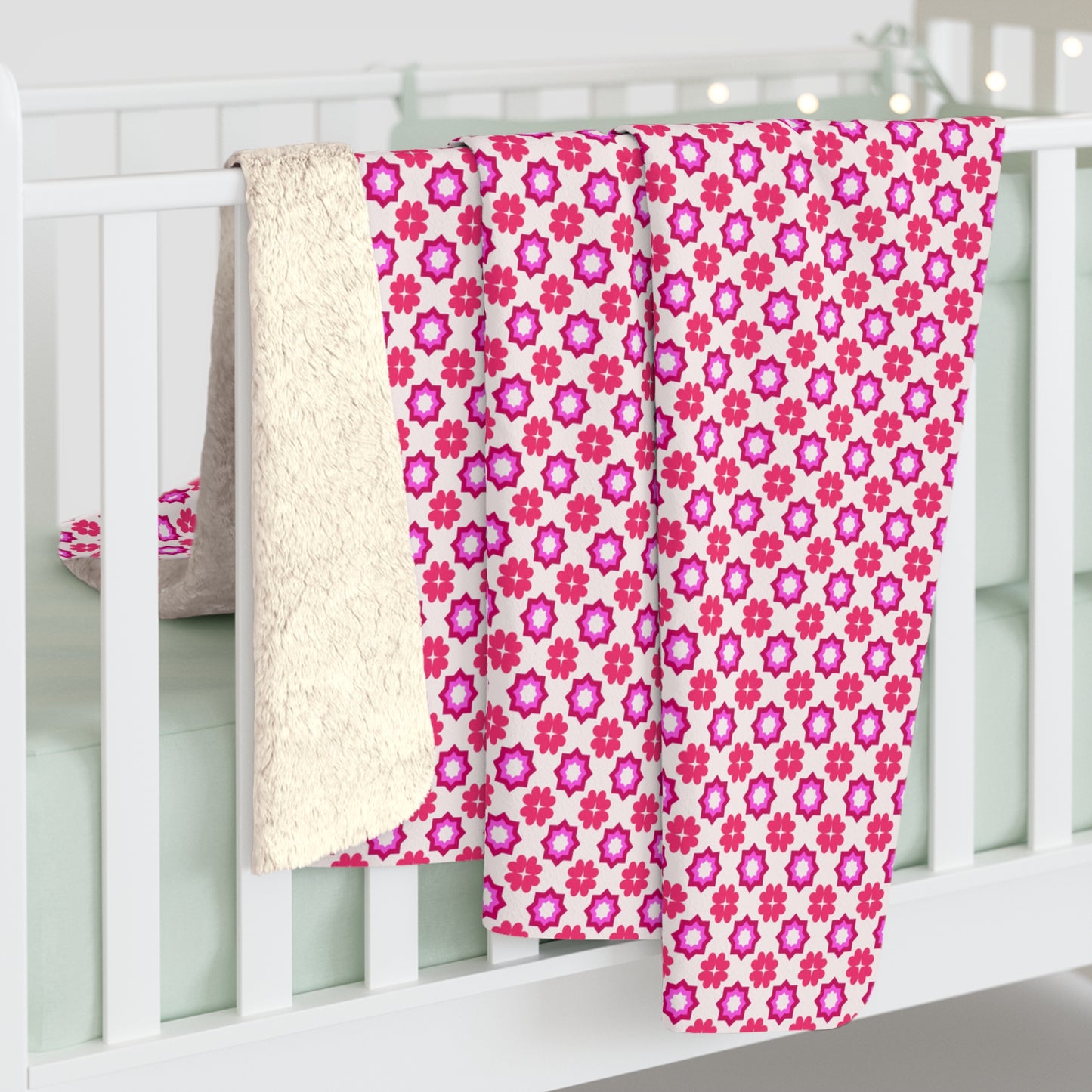 Rosy Star Garden Fleece Blanket