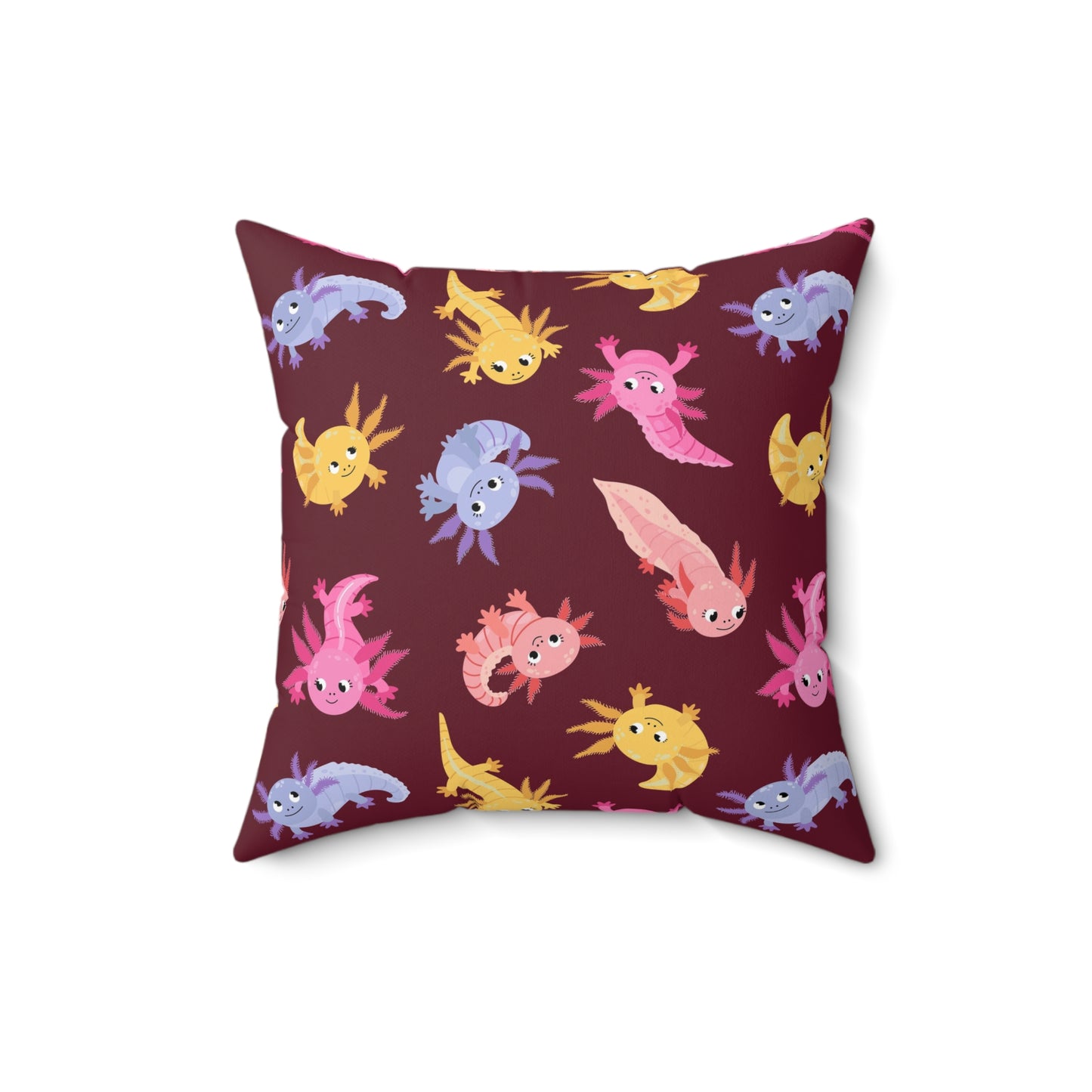 Crimson Axolotls Throw Pillow