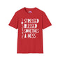 Mama Stressed Blessed Sometimes A Mess Adult T-shirt