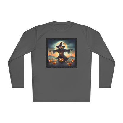 Halloween Scarecrow w/Pumpkins 2 Adult Long Sleeve Tee
