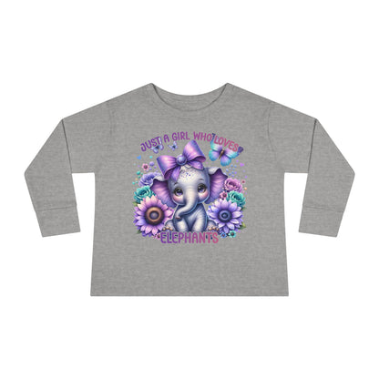 Just A Girl Who Loves Elephants Toddler Long Sleeve Tee