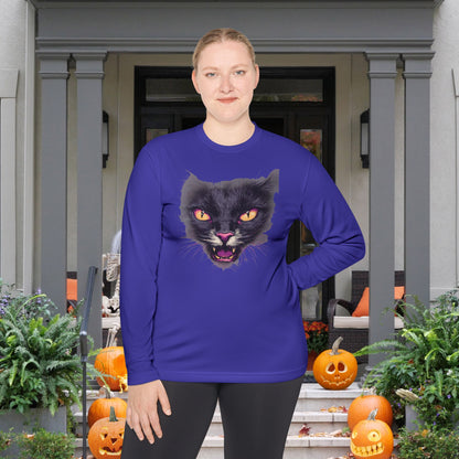 Black Cat Face Adult Long Sleeve Tee