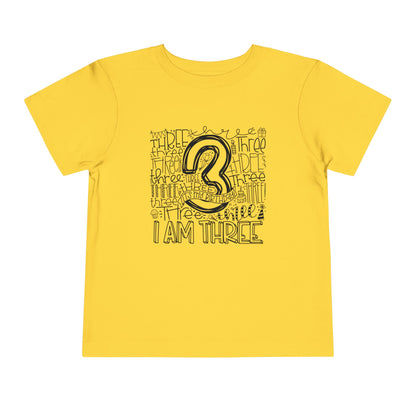 I Am Three Typography Toddler Tee