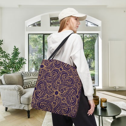 Golden Amethyst Radiance Mandala Canvas Tote Bag