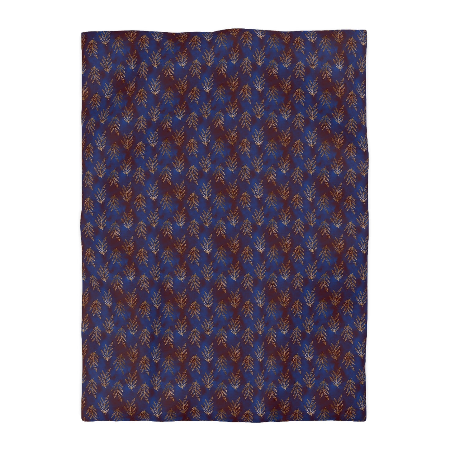 Midnight Gilded Leaves Microfiber Duvet Cover