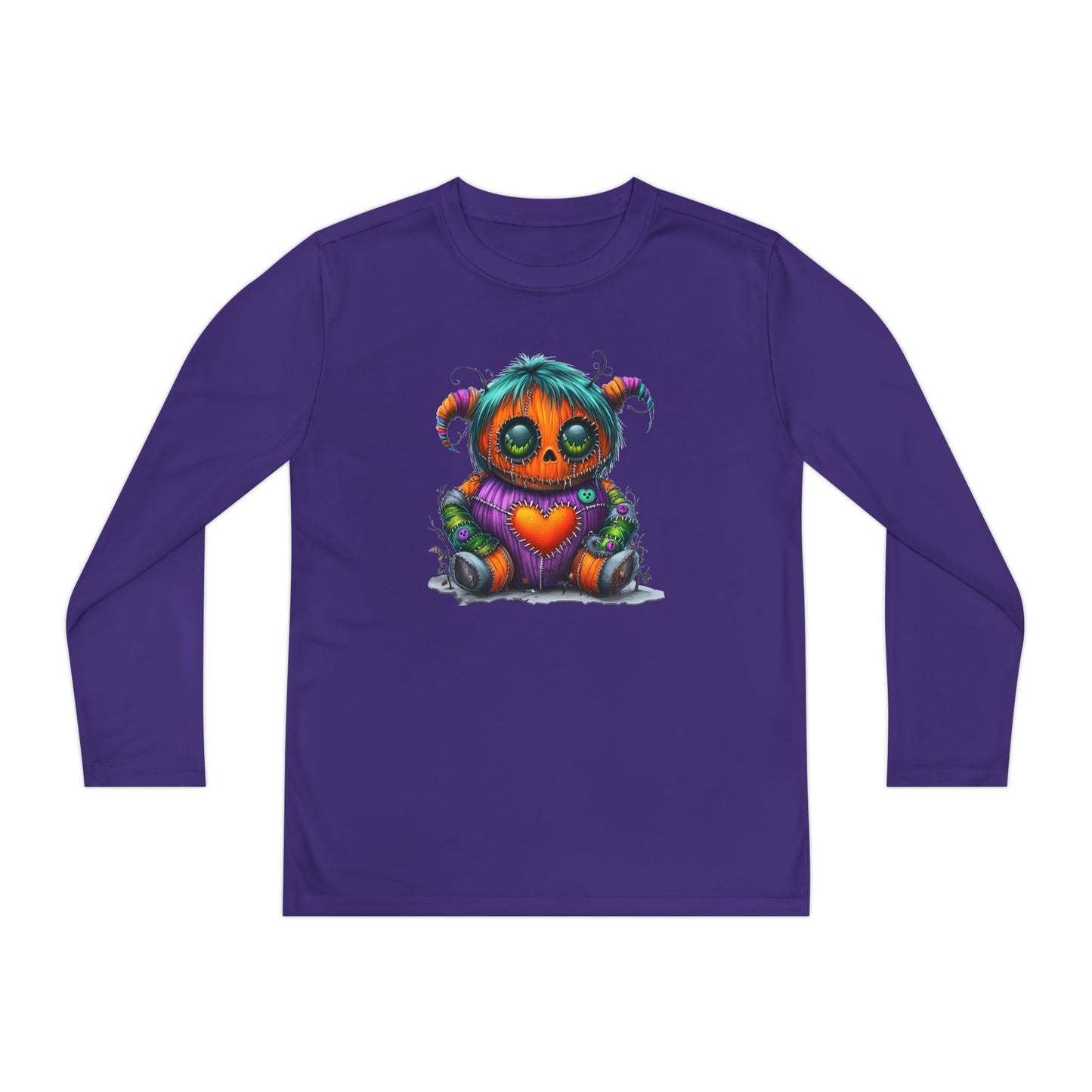 Patchwork Pumpkin Heart Youth Long Sleeve Tee