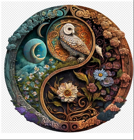 Moonlight Owl Yin Yang Wooden Puzzle