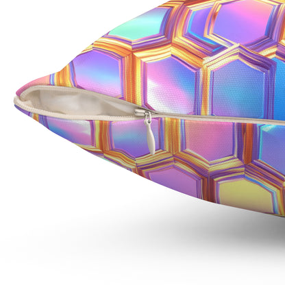 Aurora Hexagons Throw Pillow