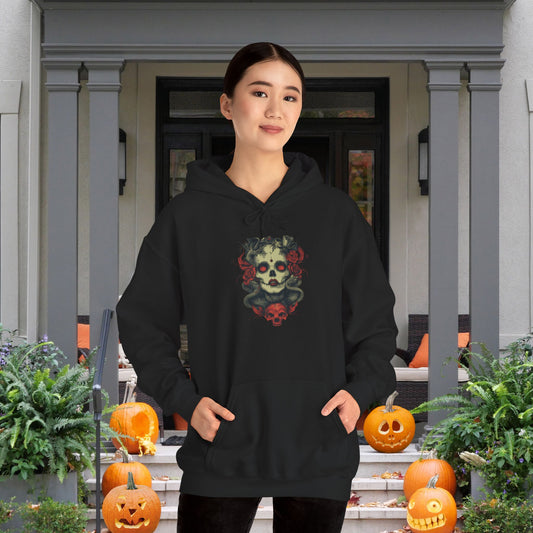 Creepy Skull and Roses Heavy Blend™ Hooded Sweatshirt