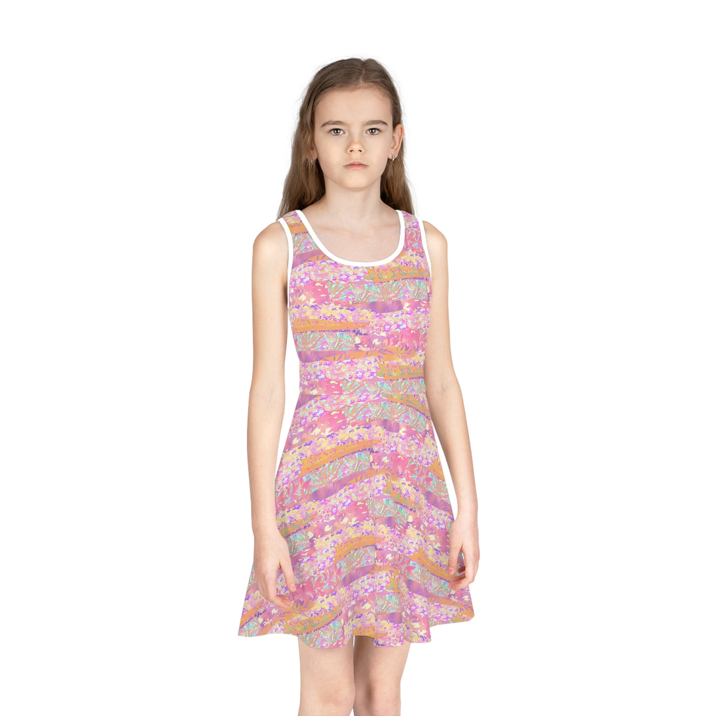 Wild Tropic Collage Girls' Sleeveless Sundress