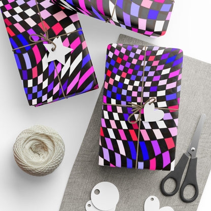 Warped Purple Checkered Wrapping Paper