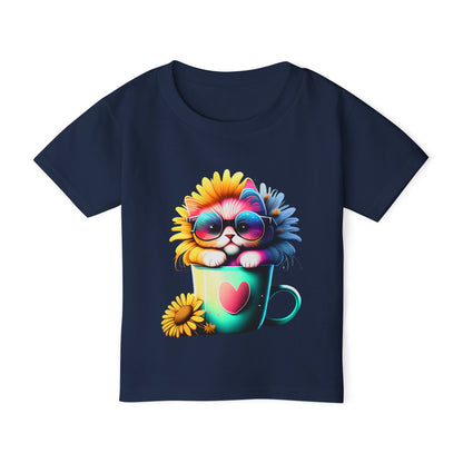 Cool Sunflower Kitten 2 Heavy Cotton™ Toddler T-shirt